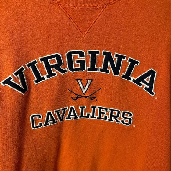 Vintage 90s Virginia Cavaliers Orange Crewneck Sweatshirt L Embroidered Unisex - Picture 5 of 13